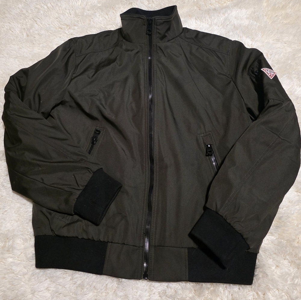 GUESS Men's Army Green Bomber Jacket Sz. Medium